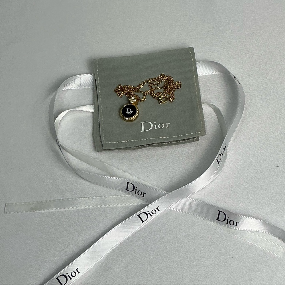 Authentic Vintage Christian Dior Crystal & Enamel Pendant Necklace Gold - Picture 13 of 13